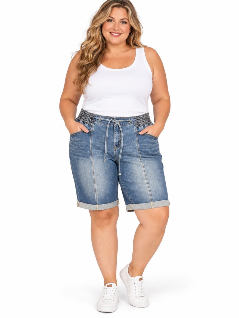 Flamingals Denim Bermuda Shorts Women’s 4XL Stretch Waist NWT